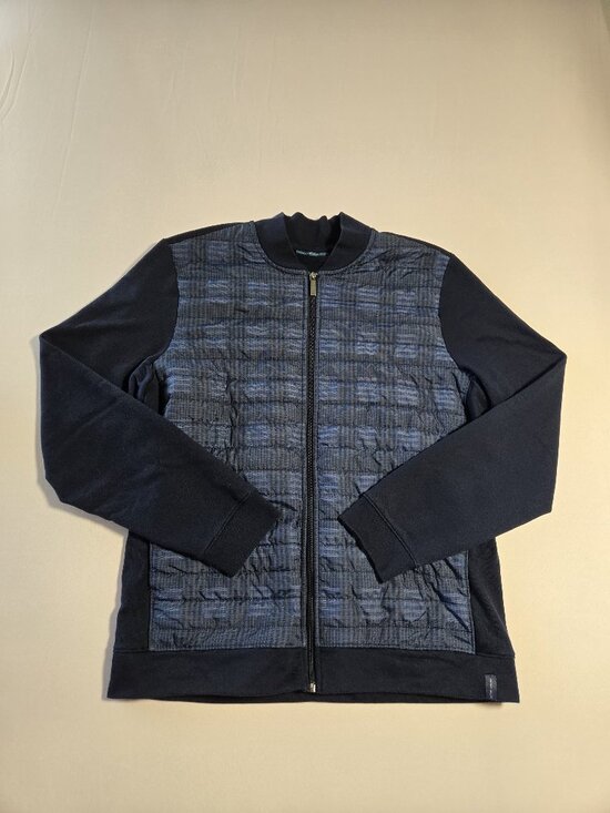 Perry Ellis Other - Perry Ellis Men Mixed Media Quilted Jacket Bomber Dark Sapphire Full Zip Size XL
